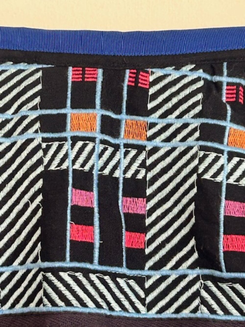 Anthropologie x Maeve Fringe-Trimmed Beaded Checkered Geometric Lined Mini Skirt - Picture 13 of 16